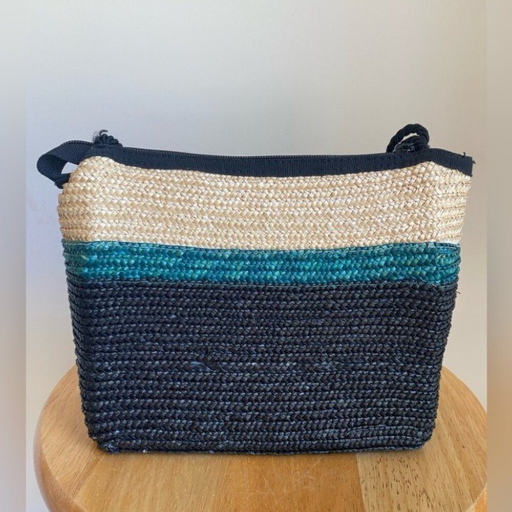 Vintage Liz Claiborne Colorful Straw Crossbody Bag 9.5"x7" - Picture 3 of 10